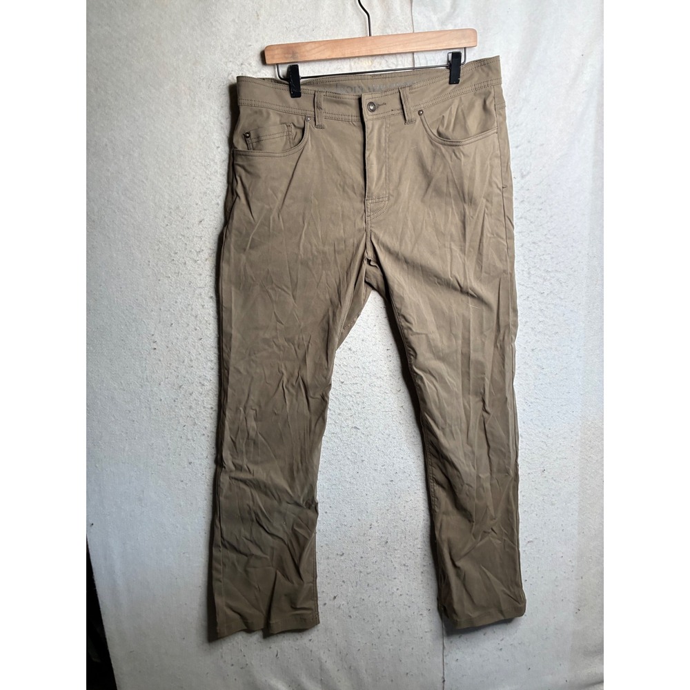 Prana Brion Slim Fit Pants Mens 34x32 Brown Khaki Zion Stretch Hiking Travel